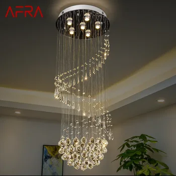Современный хрустальный подвесной светильник AFRA Роскошная светодиодная креативная Вращающаяся люстра для дома, гостиной, двухуровневой виллы