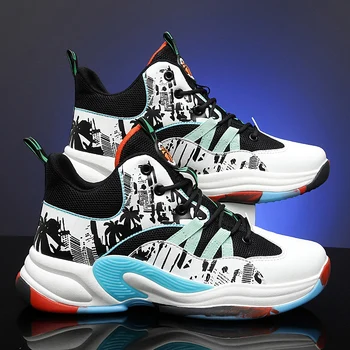 Новые мужские баскетбольные кроссовки с высоким берцем, противоскользящие, дышащие, детская спортивная обувь для уличного баскетбола