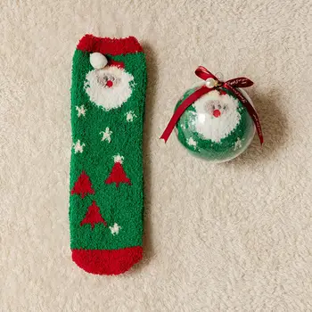1 комплект стильных рождественских носков в полоску со снеговиками, зимние носки с мягким утеплением