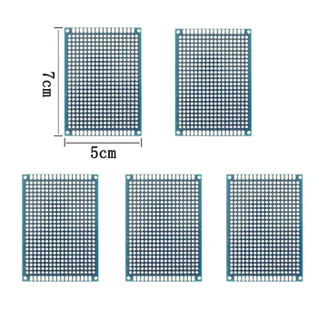 5ШТ 5x7 см Синие Двухсторонние Платы Прототипирования Печатных Плат 50x70 мм Универсальные Платы Прототипирования Печатных Плат для Экспериментальных печатных Плат Arduino