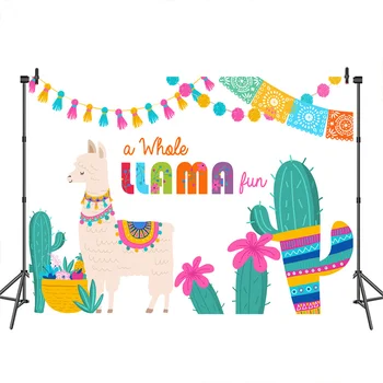Фон для фотосъемки Fiesta с ламой, фон для веселой вечеринки по случаю дня рождения, Мексиканский кактус, декор баннера для фотосессии в душе ребенка