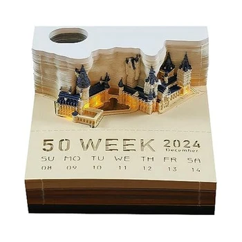 Блокнот с календарем Кубический замок Светодиодный 3D блокнот Стикеры Альбом для вырезок Рождественский подарок на День Рождения