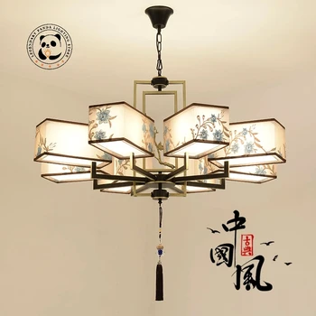 Современная люстра из ткани, художественная вышивка в китайском стиле, светодиодный источник света, холл виллы, спальня отеля, Декоративное освещение