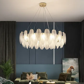 Роскошные подвесные светильники из листового стекла Nordic Gold E14 для гостиной, Потолочная люстра для спальни, Люстры для домашнего декора, Осветительный прибор