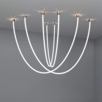Современный светодиодный силиконовый потолочный светильник Nordic Minimalist Line Art с 360-градусным светоизлучением для гостиной, подвесные светильники для ресторана