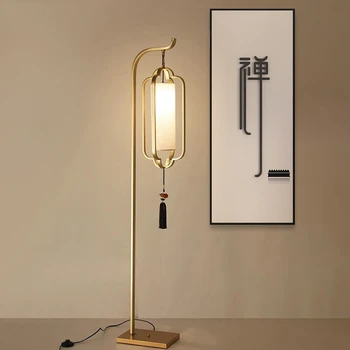 Новый торшер в китайском стиле Вертикальная настольная лампа в китайском стиле Дзен Классическая Антикварная Спальня Гостиная Кабинет Чайный столик