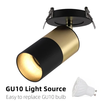 Винтажный GU10 Сменный 6 Вт Встроенный светодиодный потолочный светильник с возможностью поворота на 360 ° Белый, Черный, Золотой, Медный настенный точечный светильник