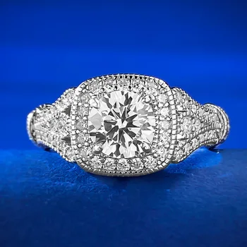2023 Новый S925 Серебряный Повседневный Классический Универсальный Модный Перстень с имитацией бриллианта в один карат