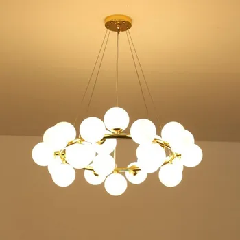 Креативные постмодернистские лампы для гостиной ресторана Magic Bean Nordic с несколькими головками, Стеклянная круглая Золотая лампа Molecular
