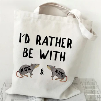 Женские сумки с крысами, сумки через плечо с мультяшными животными, крысы, я бы предпочел сумки для хранения продуктов с принтом, женские сумки для покупок с крысами