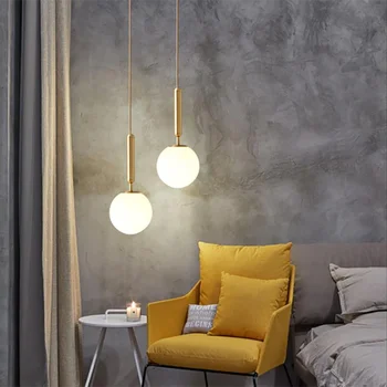 Современный подвесной светильник LED Роскошный Золотой стеклянный шар с абажуром Подвесные светильники Светильники для столовой Лампа для украшения спальни