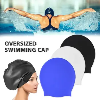 Силиконовая очень большая шапочка для плавания для длинных волос, водонепроницаемые шапочки для плавания, женские, мужские, женские, для дайвинга, капюшон, Свободная голова