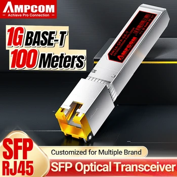 Приемопередатчик AMPCOM 1.25G SFP-T к RJ45 SFP, Медный SFP-модуль Ethernet 1000BASE-T для Cisco H3C HUAWEI TP-Link и многое другое