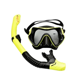 Профессиональная маска для подводного плавания, набор для подводного плавания, силиконовые противотуманные очки, оборудование для бассейна, желтый + черный