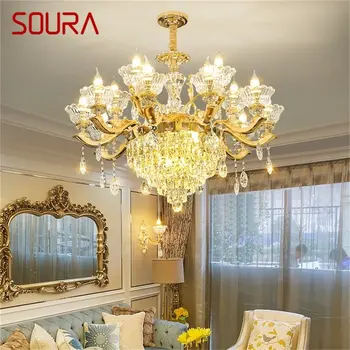 Современная люстра SOURA, Золотая Роскошная свеча, Подвесной светильник, светодиодные хрустальные светильники для дома, гостиной, спальни