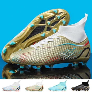 Футбольные бутсы Fg Мужские футбольные бутсы с высокими щиколотками Уличная нескользящая спортивная обувь для тренировок на траве Футбольная обувь Общество